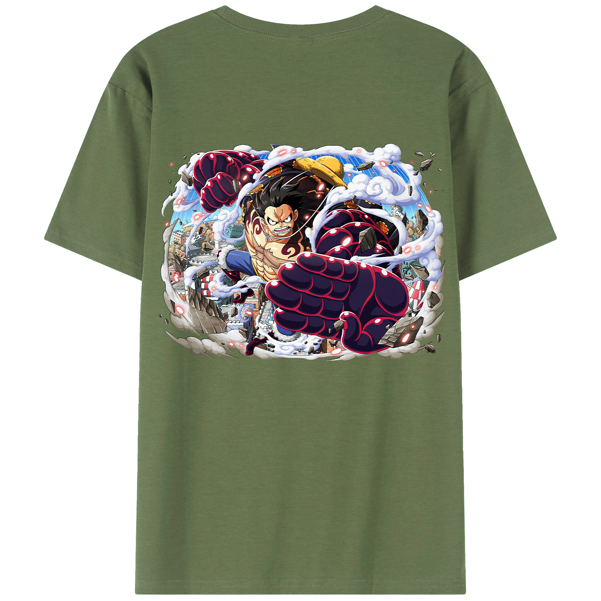 ワンピース モンキー・D・ルフィ ONE PIECE Monkey D. Luffy 綿100％ メンズ半袖Tシャツ（バックプリント） 通気性